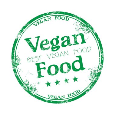 Yeşil lastik damga damga içinde yazılı metin vegan gıda ile