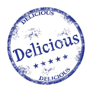 Mavi grunge lastik damga damga içinde yazılı lezzetli sözle