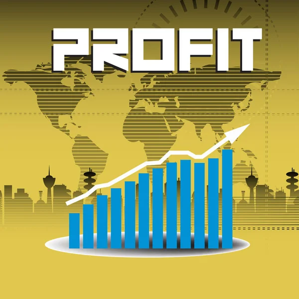 Abstrakte Bunte Hintergrund Mit Blauem Graphen Und Das Wort Gewinn — Stockvektor