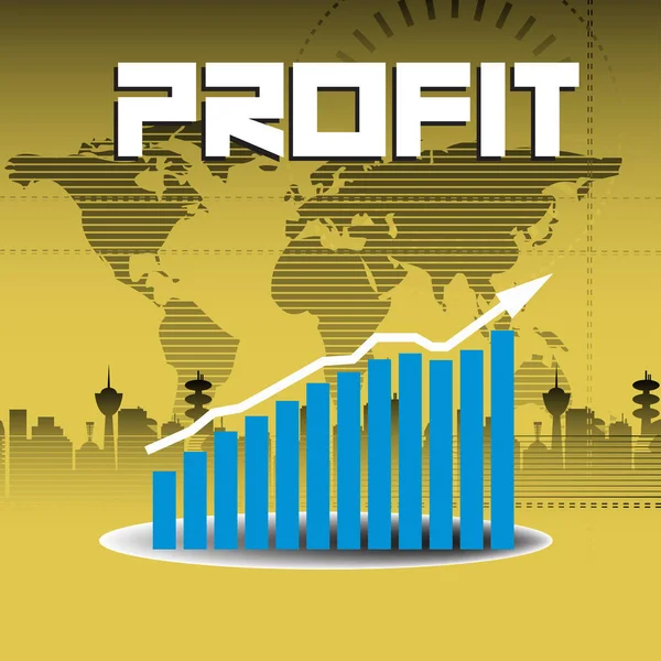 Abstraktní Barevné Pozadí Modrým Graf Zisk Slovo Napsané Bílými Písmeny — Stockový vektor