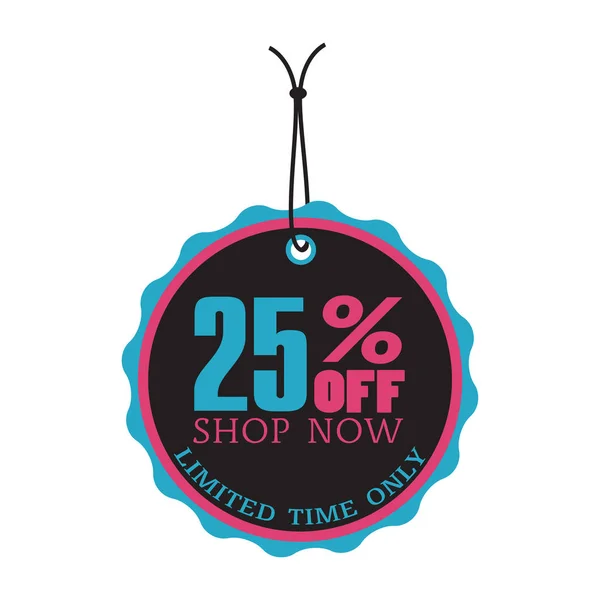 Isolated Tag Text Twenty Five Percent Shop Now Written Tag — Stock Vector