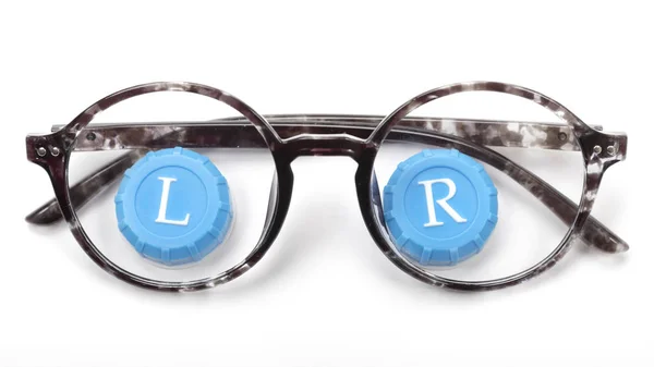Gözlük Çerçeve Kapaklar Kontakt Lensler Olduğu Zavallı Vizyon Kavramı Zole — Stok fotoğraf