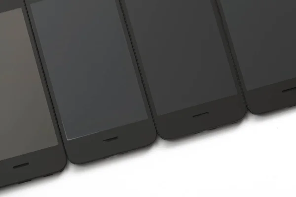 Четыре Новых Экрана Мобильного Телефона Белом Фоне Концепция Замены Экрана — стоковое фото