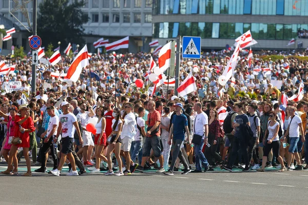 Minsk Bělorusko Srpna 2020 Mírové Protesty Proti Rozhodnutí Prezidentských Voleb — Stock fotografie