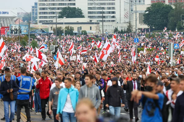 Minsk Weißrussland August 2020 Viele Tausend Menschen Beteiligten Sich Nach — Stockfoto