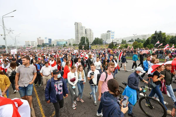 Minsk Weißrussland August 2020 Viele Tausend Menschen Beteiligten Sich Nach — Stockfoto