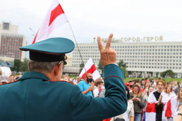 Mińsk Białoruś Września 2020 Ludzie Wyszli Ulice Miasta Przeciwko Obecnemu — Zdjęcie stockowe