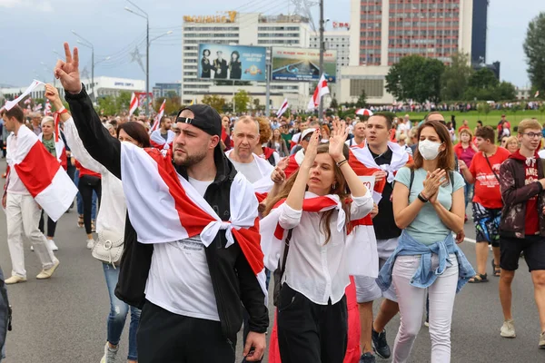 Minsk Weißrussland September 2020 Die Menschen Gingen Der Stadt Gegen — Stockfoto