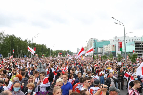 Minsk Weißrussland September 2020 Die Menschen Gingen Der Stadt Gegen — Stockfoto