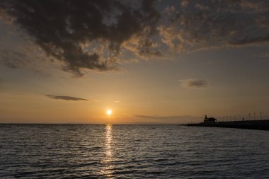 Taş iskele mesire Morecambe gün batımı görünümü