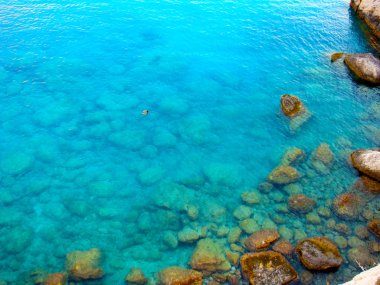 Yunanistan Lefkada Adası, berrak mavi denizi.