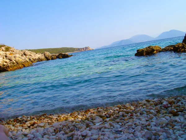 Einer Von Vielen Kleinen Versteckten Stränden Auf Der Griechischen Insel — Stockfoto