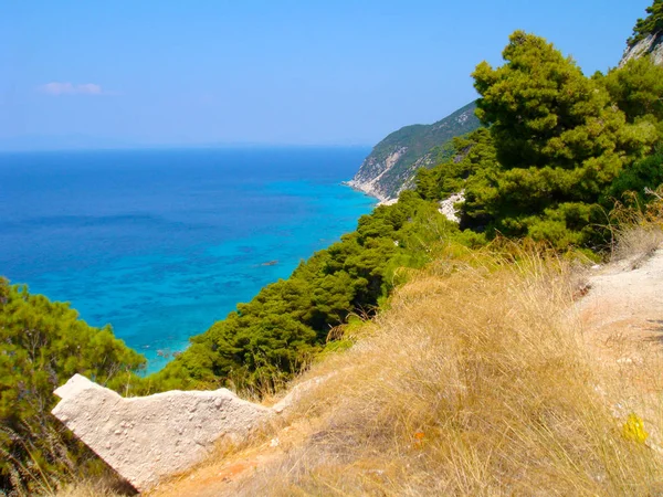 Schönes Blaues Meer Auf Der Griechischen Insel Lefkada — Stockfoto