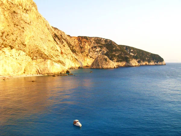 Belo Pôr Sol Praia Ilha Grega Lefkada — Fotografia de Stock