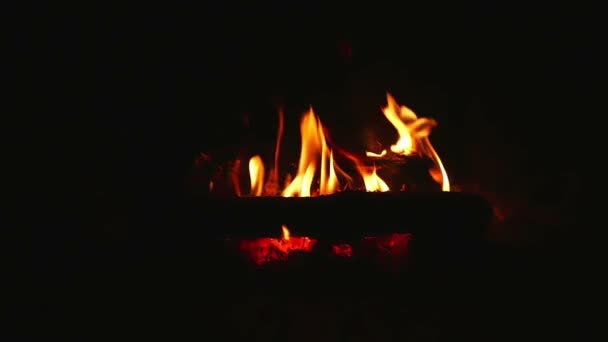 Beautiful Warm Burning Logs Indor Fireplace Filmed Super Slow Motion — Stock Video