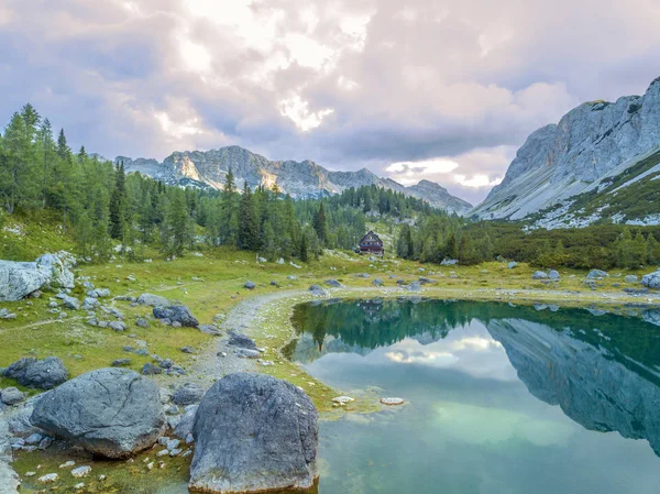 Triglavský Národní Park Slovinsku Sedm Jezer Údolí Jezera Chata — Stock fotografie