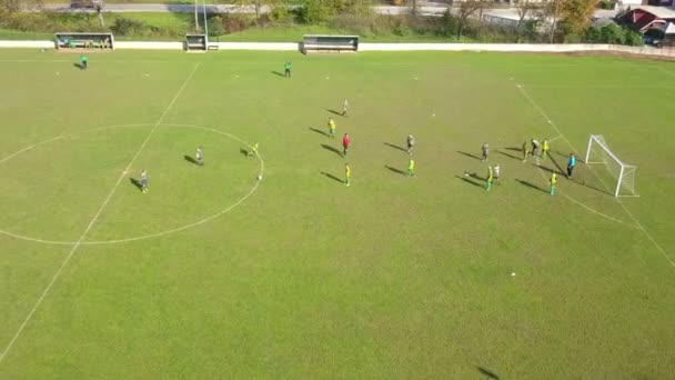 Lasko Slowenien 2018 Antenne Kinder Beim Fußballspiel Die Freistöße Schießen — Stockvideo