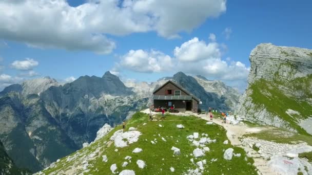 Antenne Triglav Nationalpark Slowenien Tal Der Sieben Seen Hütte Prehodavci — Stockvideo