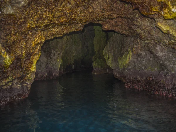 Interior Caverna Azul Com Bela Água Azul Ilha Vis Croácia — Fotografia de Stock