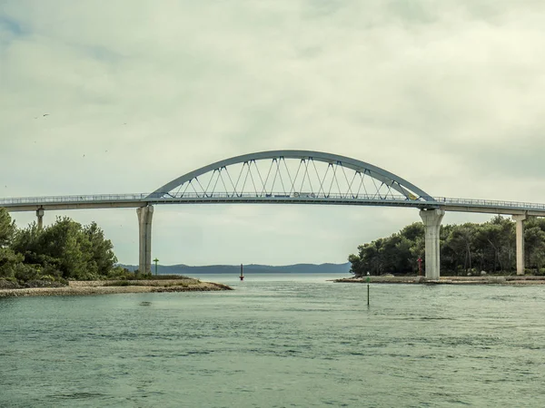 Pont Entre Deux Îles Ugljan Pasman Croatie Appelé Zdrelac — Photo