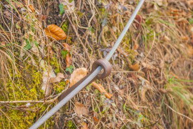 Orman yolu güvenliği için yanında çelik satırları.