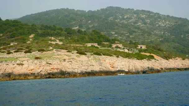 Concrete Old Military Buildings Island Croatia Filmed Sailing Tip Adriatic — Stock Video