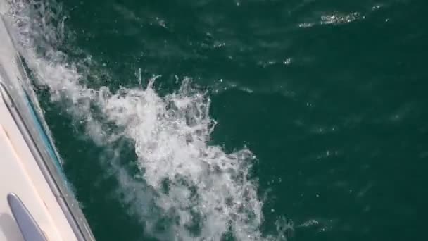 Парусные Лодки Прорезают Морскую Воду Создавая Волны Брызги Съемки Плавания — стоковое видео