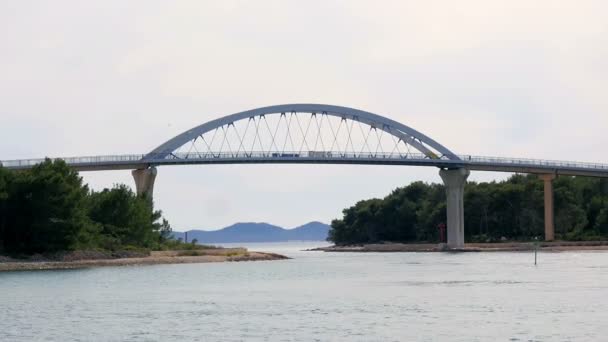 Chiusura Del Ponte Chiamato Zdrelac Tra Isole Pasman Ugljan Croazia — Video Stock