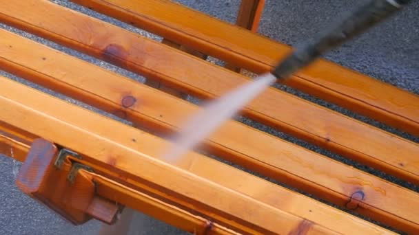Cleaning Wooden Bench High Pressure Water Washer Slowmotion