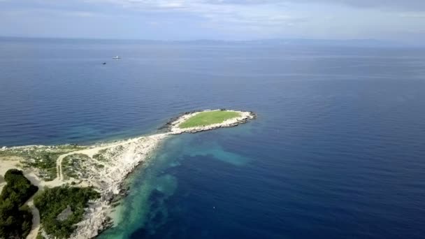 Антени Летиш Вздовж Узбережжя Гарний Адріатики Острів Віс Хорватії Зелений — стокове відео