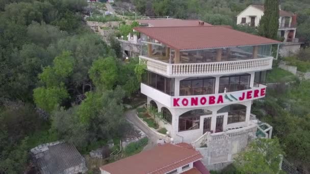Drvenik Veli Croatia 2018 Drone Flying Front Restaurant Konoba Jere — Stockvideo