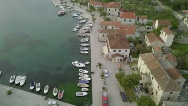 Drvenik Veli Kroatien 2018 Antenn Drone Över Staden Shore Massor — Stockvideo