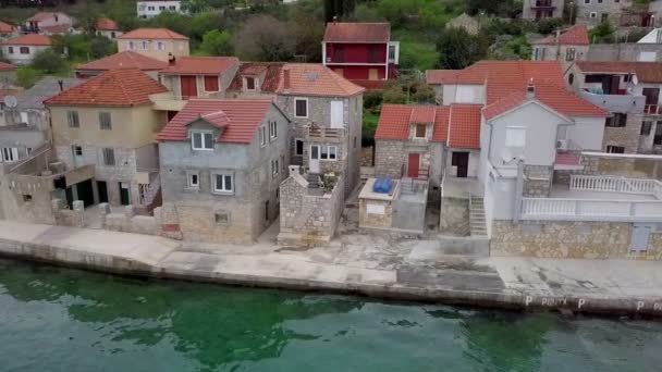 Antenne Vliegen Klein Dorpje Luka Prvic Opgeroepen Kroatisch Eiland Prvic — Stockvideo