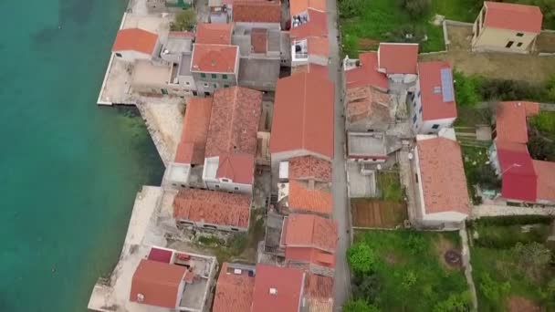 Aerial Flying Small Village Called Luka Prvic Croatian Island Prvic — Stock Video