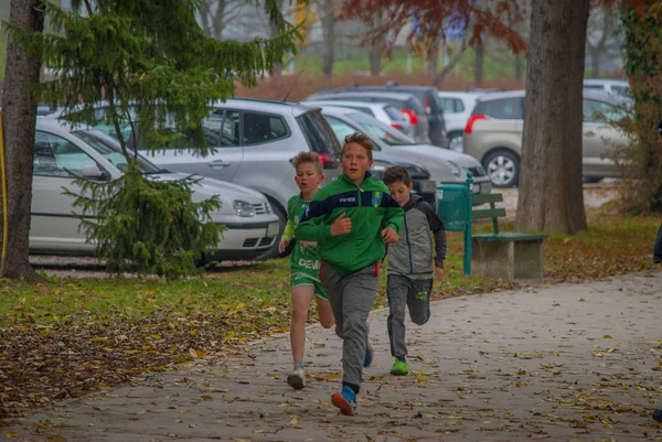 Lasko Slovenië 2017 Liefdadigheid Uitvoeren Kinderen Lopen Stadspark — Stockfoto