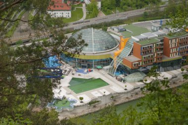 Lasko, Slovenya, 6.5.2017: Thermal spa merkezi City Slovenya Lasko Thermana