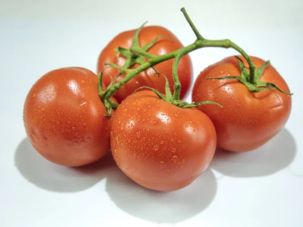 Group Red Ripe Tomatoes Closeup White — Stock Photo, Image