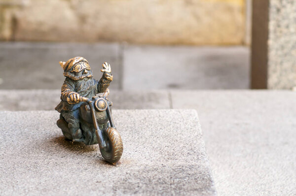 Dwarf, Wroclaw Famous gnome miniature statue. Wroclaw, Poland,