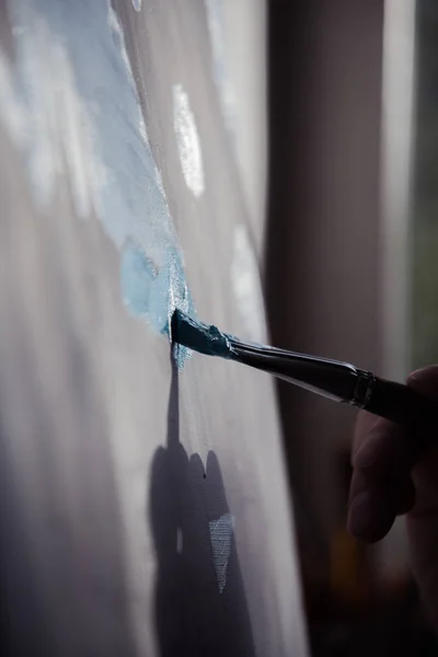 オイル塗料とペイント ブラシ — ストック写真