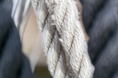 Tekne ipleri, siyah beyaz, yakın çekim