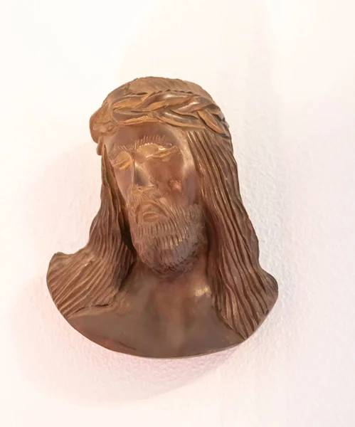 Estatua Madera Cabeza Jesucristo Cruz — Foto de Stock