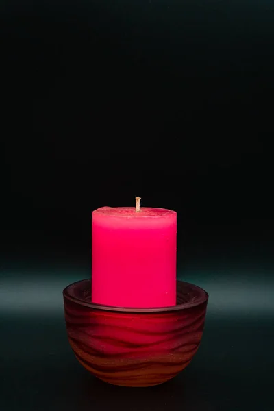 Różowa Świeczka Świecznik Dekoracji Zen — Zdjęcie stockowe