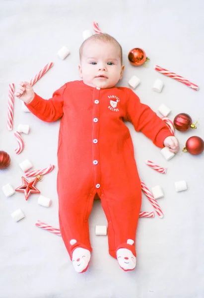 Bébé Premier Noël Beau Petit Bébé Fête Noël Les Vacances — Photo