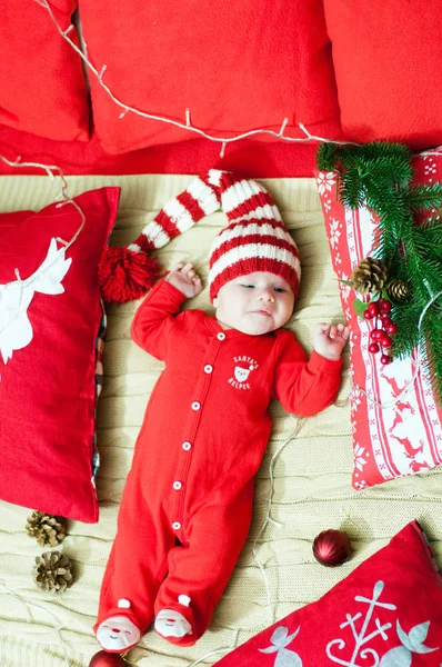 Baby Eerste Kerst Mooie Kleine Baby Viert Kerstmis New Year — Stockfoto
