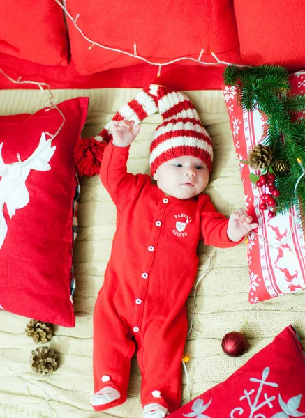 Bébé Premier Noël Beau Petit Bébé Fête Noël Les Vacances — Photo