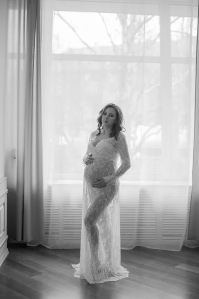 Mladá Krásná Těhotná Žena Břicho Těhotné Ženy Roztomilý Těhotný Břicho — Stock fotografie