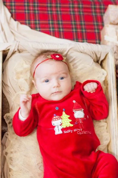Hermoso Bebé Celebra Navidad Vacaciones Año Nuevo Bebé Traje Navidad —  Fotos de Stock