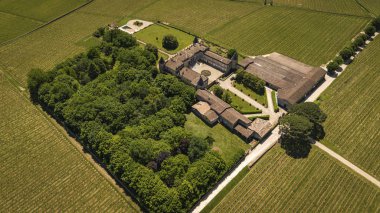Hava manzaralı Montagne Saint-Emilion, Aquitaine, Fransa, Bordeaux Wineyard