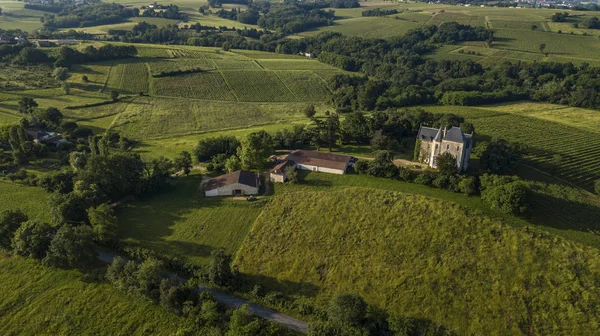 Flygfoto Över Kampanj Landskap Den Franska Landsbygden Rimons Gironde Frankrike — Stockfoto