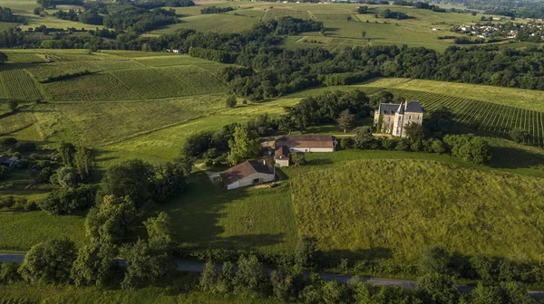 Flygfoto Över Kampanj Landskap Den Franska Landsbygden Rimons Gironde Frankrike — Stockfoto